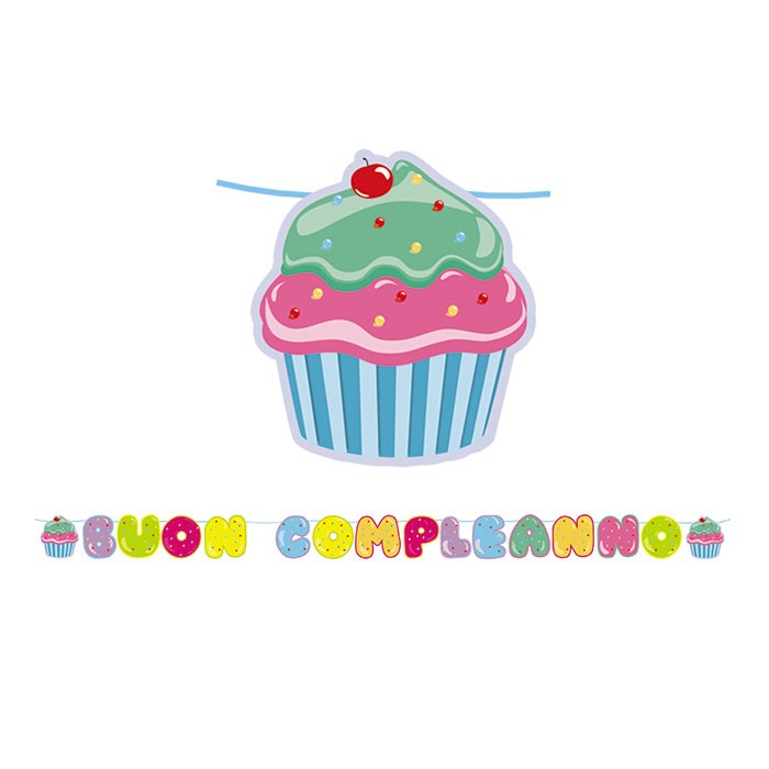 FESTONE MAXI SCRITTA BUON COMPLEANNO CUPCAKE